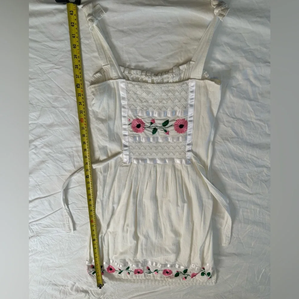 Cottagecore Midi Dress White Embroidered Boho Floral Eyelet Woven Size Small - Picture 8 of 11